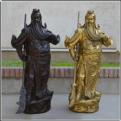 純銅鎏金關(guān)公像雕塑 純銅鎏金關(guān)公像雕塑