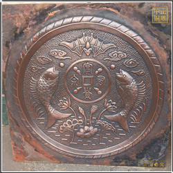 九鯉荷花鍛銅浮雕 九鯉荷花鍛銅浮雕