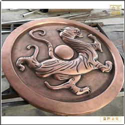 鑄銅關公 老虎圓浮雕定制