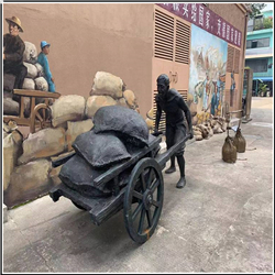 鑄銅關公 仿銅創意推車人物銅雕塑