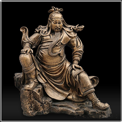 坐式關公銅雕 坐式關公銅雕