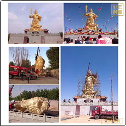 室外大型純銅關公雕像安裝 室外大型純銅關公雕像安裝