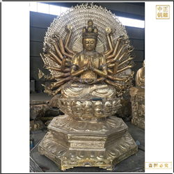 鑄銅關公 彩繪千手觀音銅像廠家