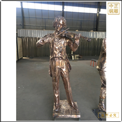 鑄銅關(guān)公 步行街男孩拉琴人物雕塑