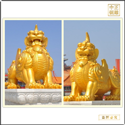 鑄銅關(guān)公 室外大型銅貔貅雕塑生產(chǎn)加工