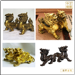 鑄銅關公 小型辦公室銅貔貅擺件