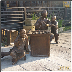 鑄銅關(guān)公 步行街捏糖人銅雕塑制作