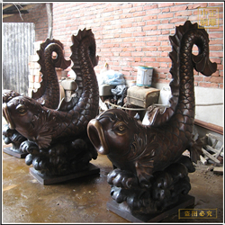 鑄銅關(guān)公 室外廣場(chǎng)銅魚擺件鑄造