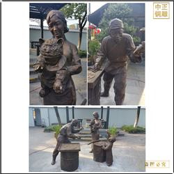 鑄銅關公 室外園林女子抱孩子銅雕塑