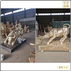 鑄銅關公 小型華爾街牛銅雕