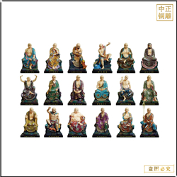 鑄銅關公 十八羅漢塑像整套