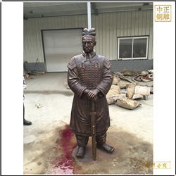 鑄銅關公 拄著劍人物雕塑鑄造