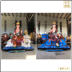 鑄銅關公 彩繪文殊普賢銅像