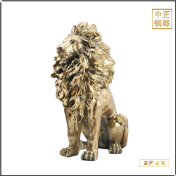 鑄銅關公 家用小型銅獅子擺件