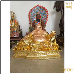 鑄銅關(guān)公 鎏金彌勒佛銅像