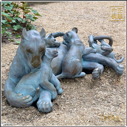 母子銅獅子 母子銅獅子