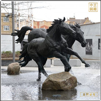 鑄銅關公 噴泉水景大銅馬雕塑