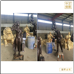 購(gòu)物人物銅雕塑擺件 購(gòu)物人物銅雕塑擺件