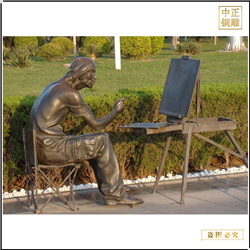 鑄銅關公 廣場畫畫人物銅雕塑