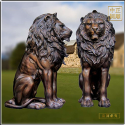 鑄銅關公 鑄銅獅子圖片