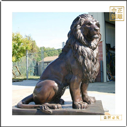鑄銅關公 坐姿銅獅子雕塑