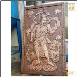 鑄銅關(guān)公 神像筒型浮雕塑像