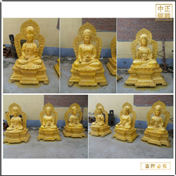 鑄銅關公 廟宇西方三圣銅像批發廠