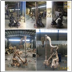 美女彈音樂(lè)人物銅雕塑