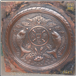 鑄銅關公 圓形鯉魚銅浮雕