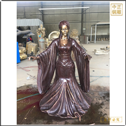 鑄銅關公 純銅彈古箏人物雕塑鑄造