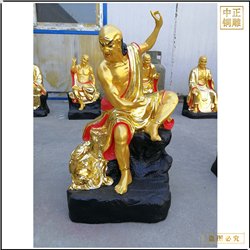 鑄銅關公 笑獅羅漢佛像定做廠家