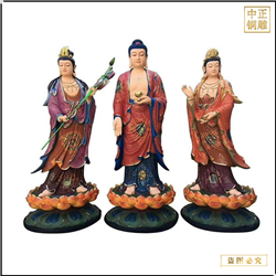 鑄銅關公 彩繪西方三圣鑄銅雕塑