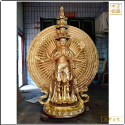鑄銅關(guān)公 供應(yīng)千手觀音帶背光銅雕佛像
