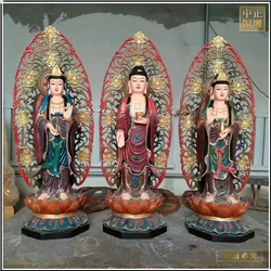 鑄銅關公 寺廟西方三圣銅像擺件