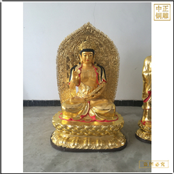 鑄銅關公 批發佛堂貼金西方三圣佛像