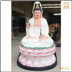 鑄銅關公 純白色觀世音菩薩像