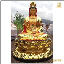 鑄銅關(guān)公 貼金觀世音菩薩銅佛像