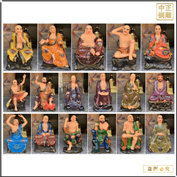 鑄銅關公 貼金彩繪十八羅漢銅佛像