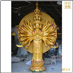 鑄銅關公 大型貼金千手觀音菩薩銅佛像