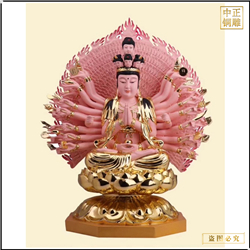 鑄銅關公 彩繪千手觀音銅佛像廠家