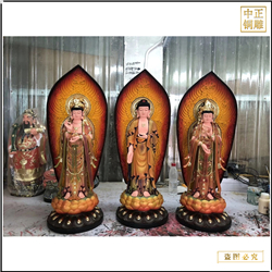 鑄銅關公 鑄造西方三圣銅像定制廠家