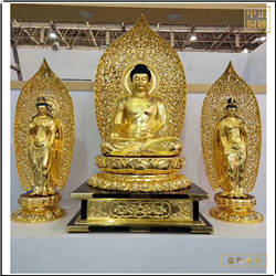 鑄銅關公 鑄銅貼真金西方三圣佛像