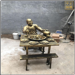 步行街火鍋店吃火鍋人物銅雕塑 步行街火鍋店吃火鍋人物銅雕塑