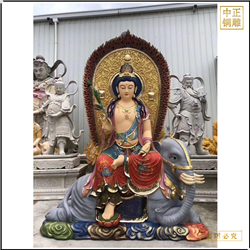 鑄銅關(guān)公 貼金彩繪文殊普賢佛像