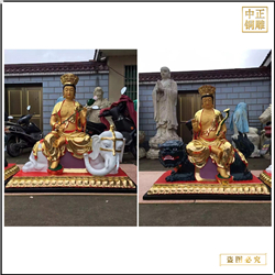 鑄銅關(guān)公 貼金彩繪文殊普賢佛像