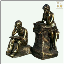 鑄銅關(guān)公 校園看書人物銅雕塑