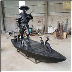 鑄銅關(guān)公 捕魚雕塑制作圖片