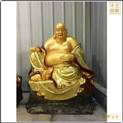 鑄銅關公 貼金彩繪坐十八羅漢銅佛像