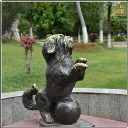 鑄銅關公 小狗景觀動物雕塑
