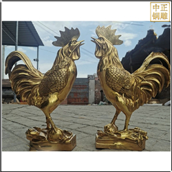 鑄銅關公 一對大型銅公雞雕塑